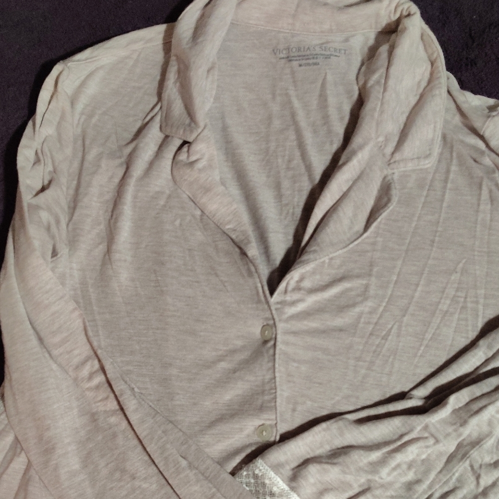 Victoria's Secret Soft Cream Button-Up Top